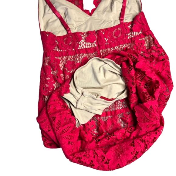 For Love & Lemons Gianna Midi Red Lace Dress Size S - Picture 6 of 8